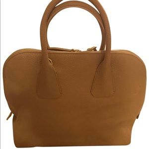 Burberry Grainy Bowling Nude Leather Satchel